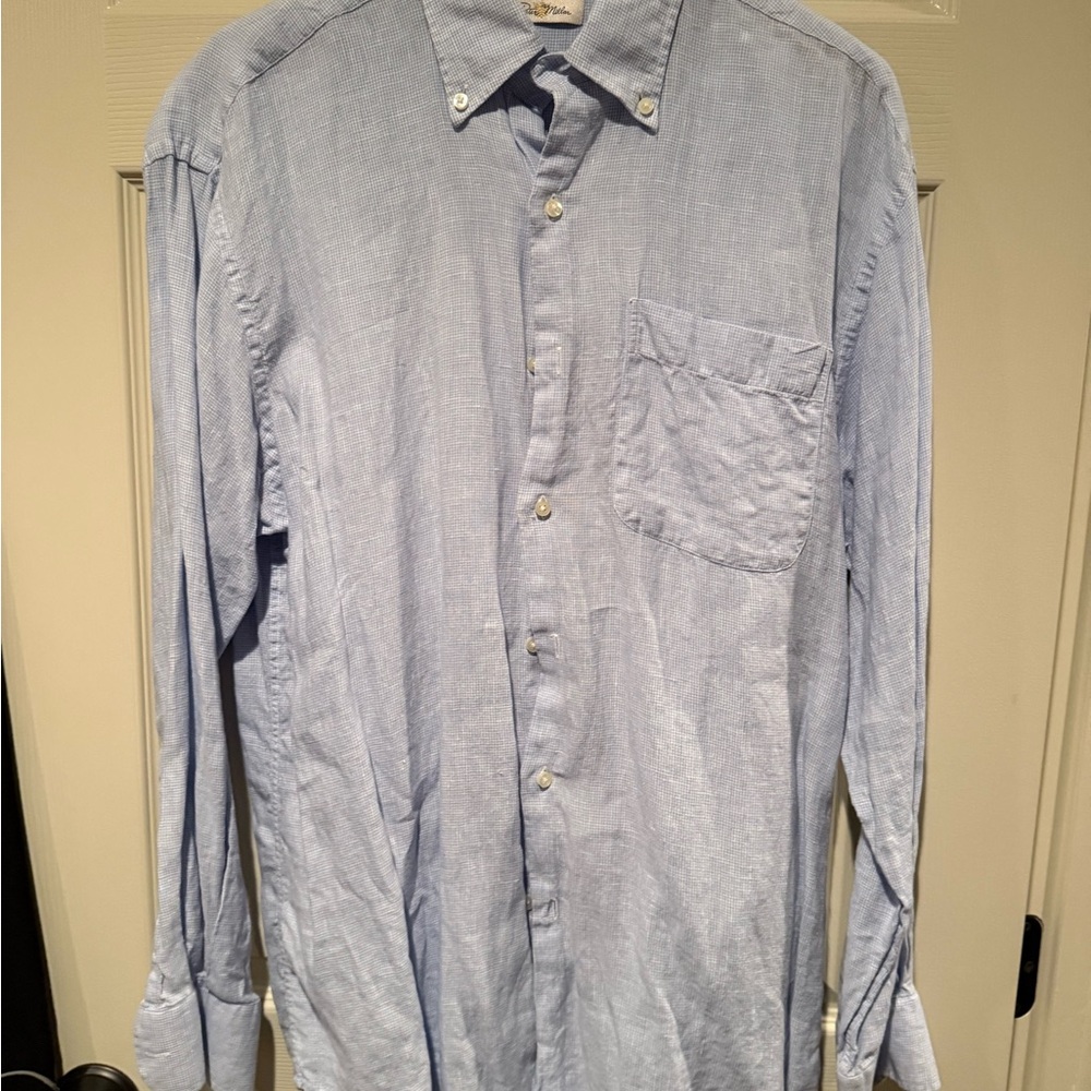 Peter Millar Sky Blue Casual Button-Down Linen Shirt
